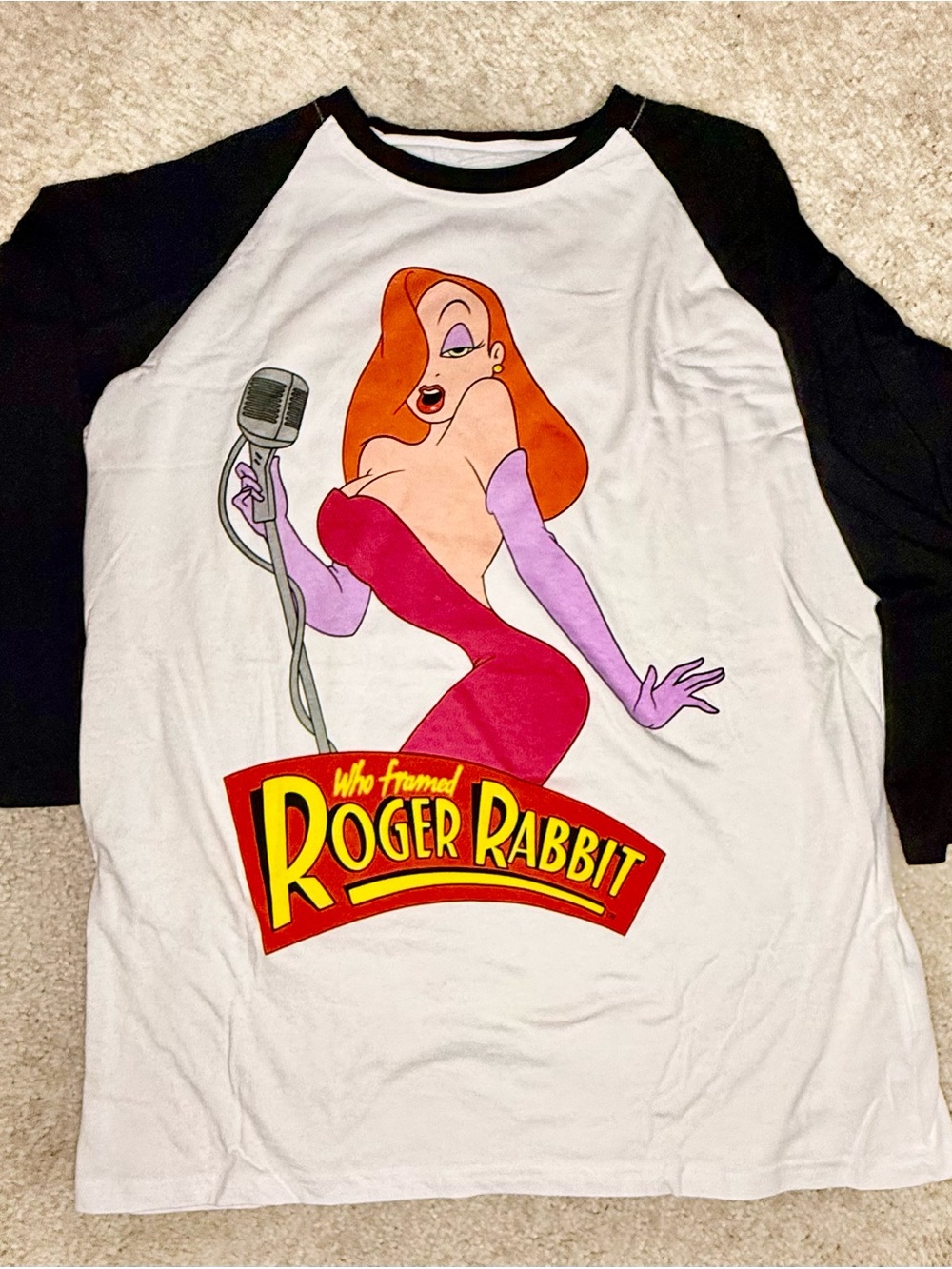 Who Framed Roger Rabbit Jessica Rabbit Graphic Raglan Tee - - Picture 2 of 6
